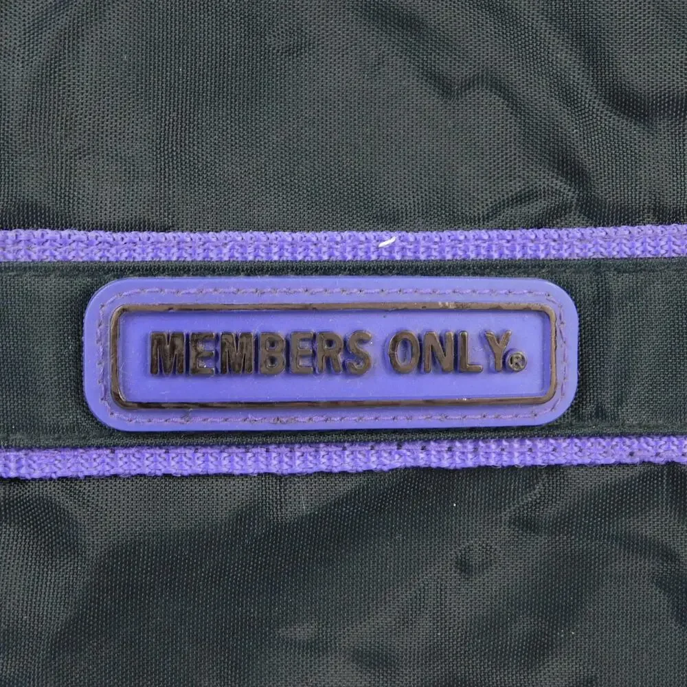 Vintage Members Only Duffel Bag Black Purple Nylon Travel Gym Weekend Bag